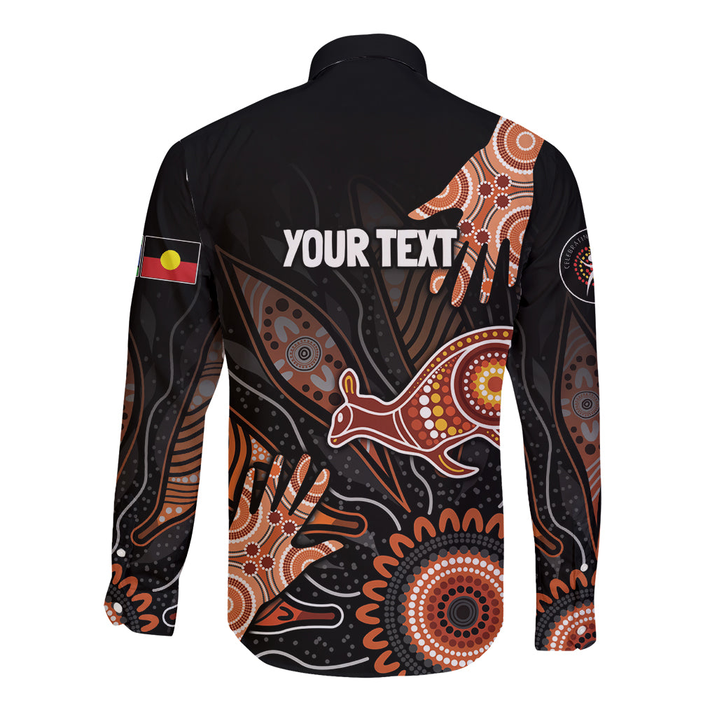 NAIDOC Week 2024 Personalised Long Sleeve Button Shirt Aboriginal Hand Stencils