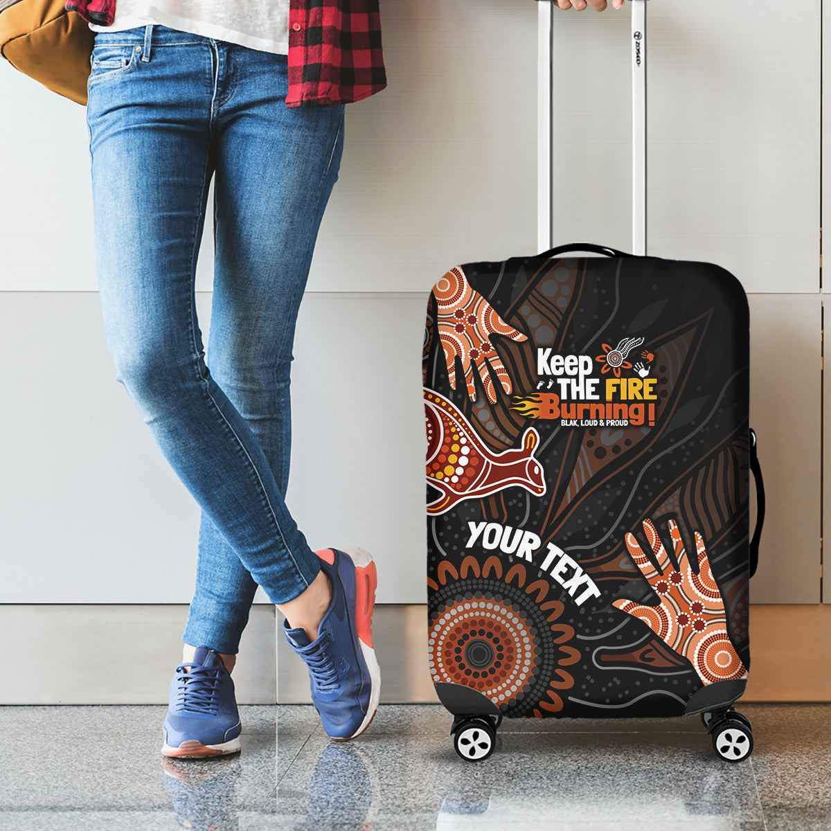 NAIDOC Week 2024 Personalised Luggage Cover Aboriginal Hand Stencils
