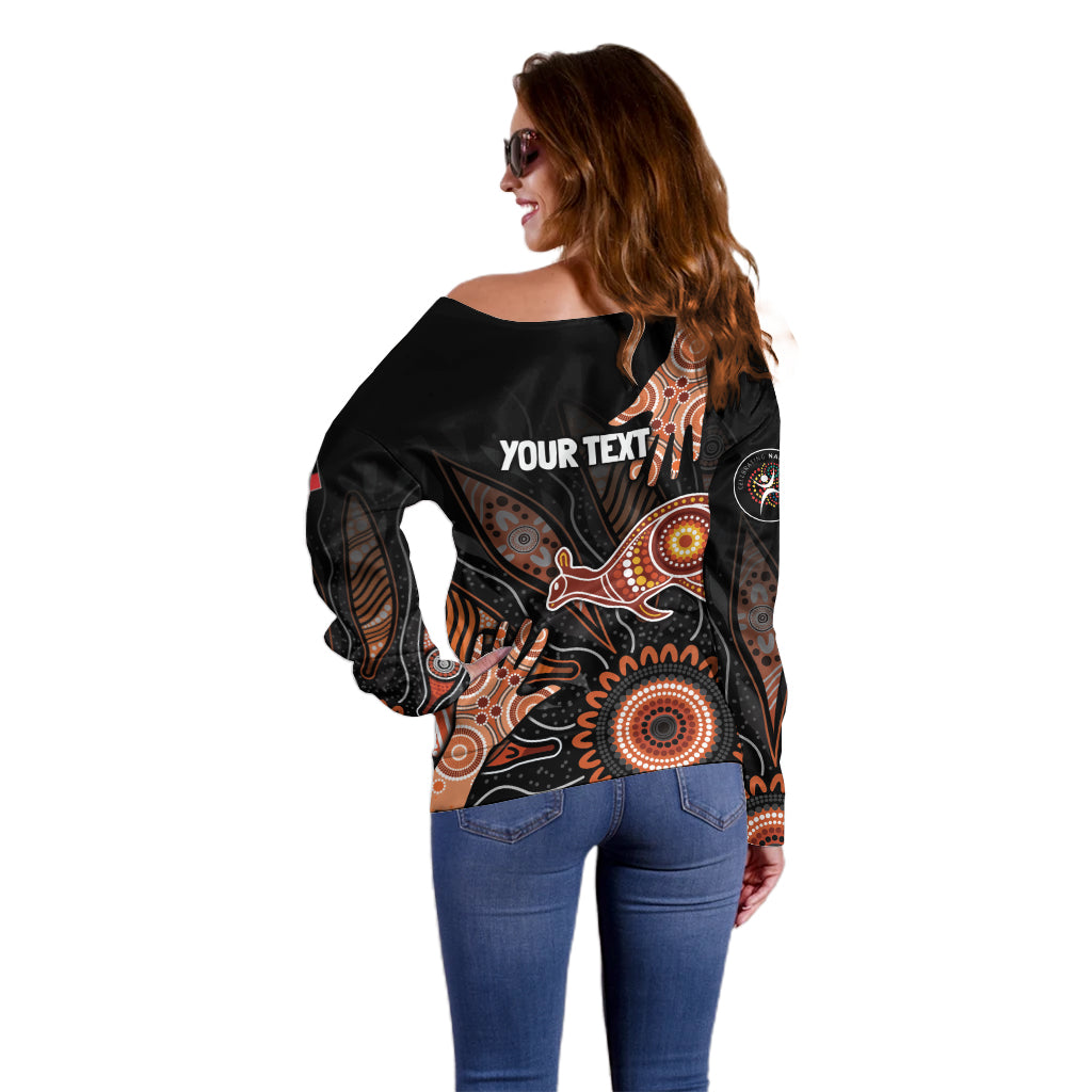 NAIDOC Week 2024 Personalised Off Shoulder Sweater Aboriginal Hand Stencils
