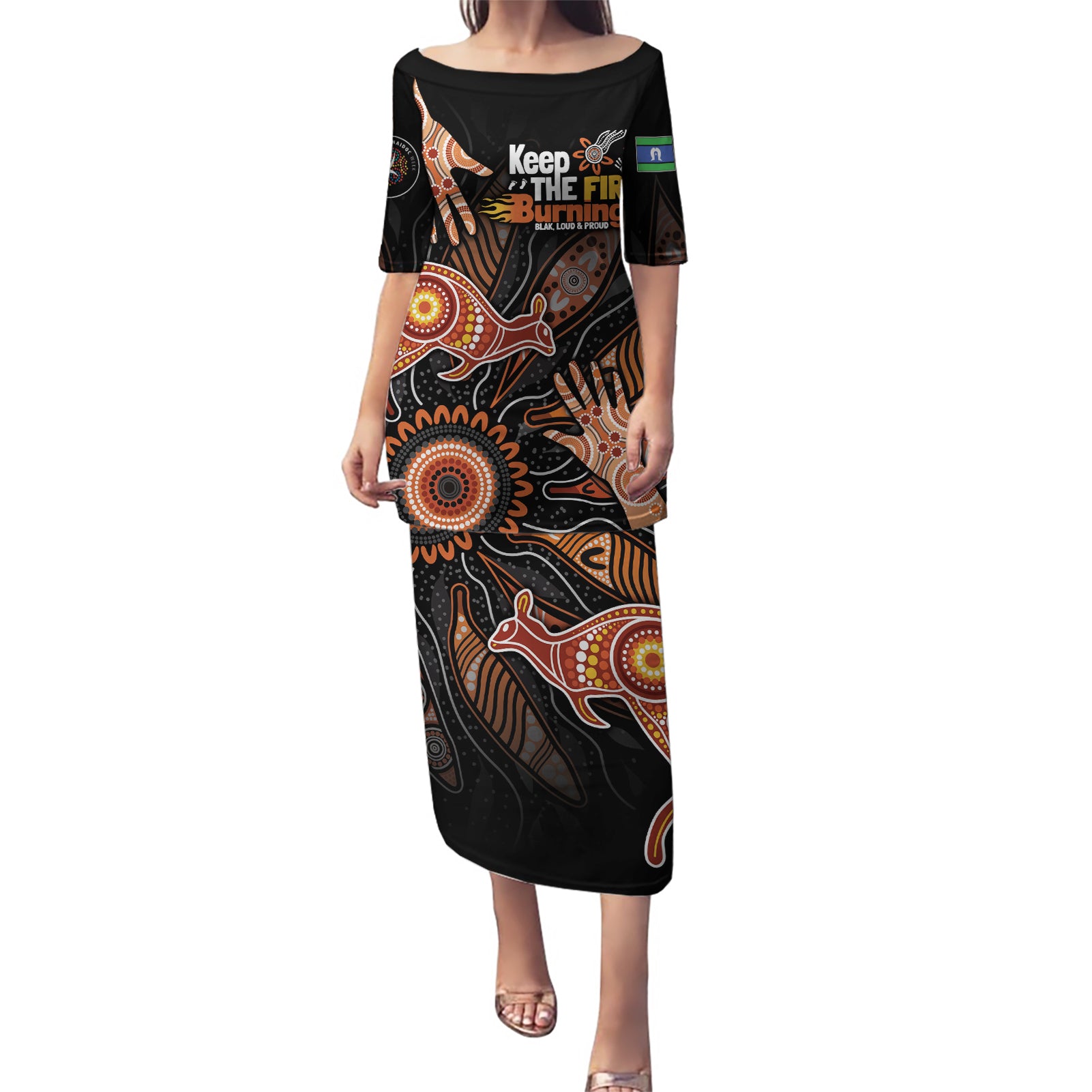 NAIDOC Week 2024 Personalised Puletasi Aboriginal Hand Stencils