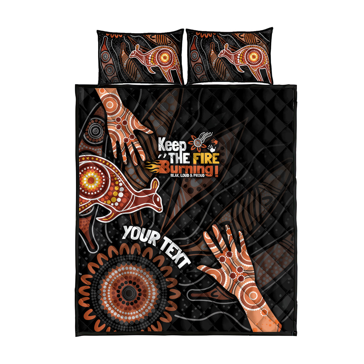 NAIDOC Week 2024 Personalised Quilt Bed Set Aboriginal Hand Stencils
