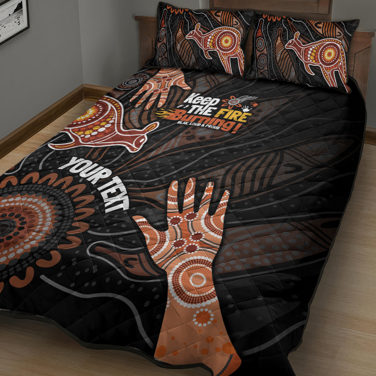 NAIDOC Week 2024 Personalised Quilt Bed Set Aboriginal Hand Stencils