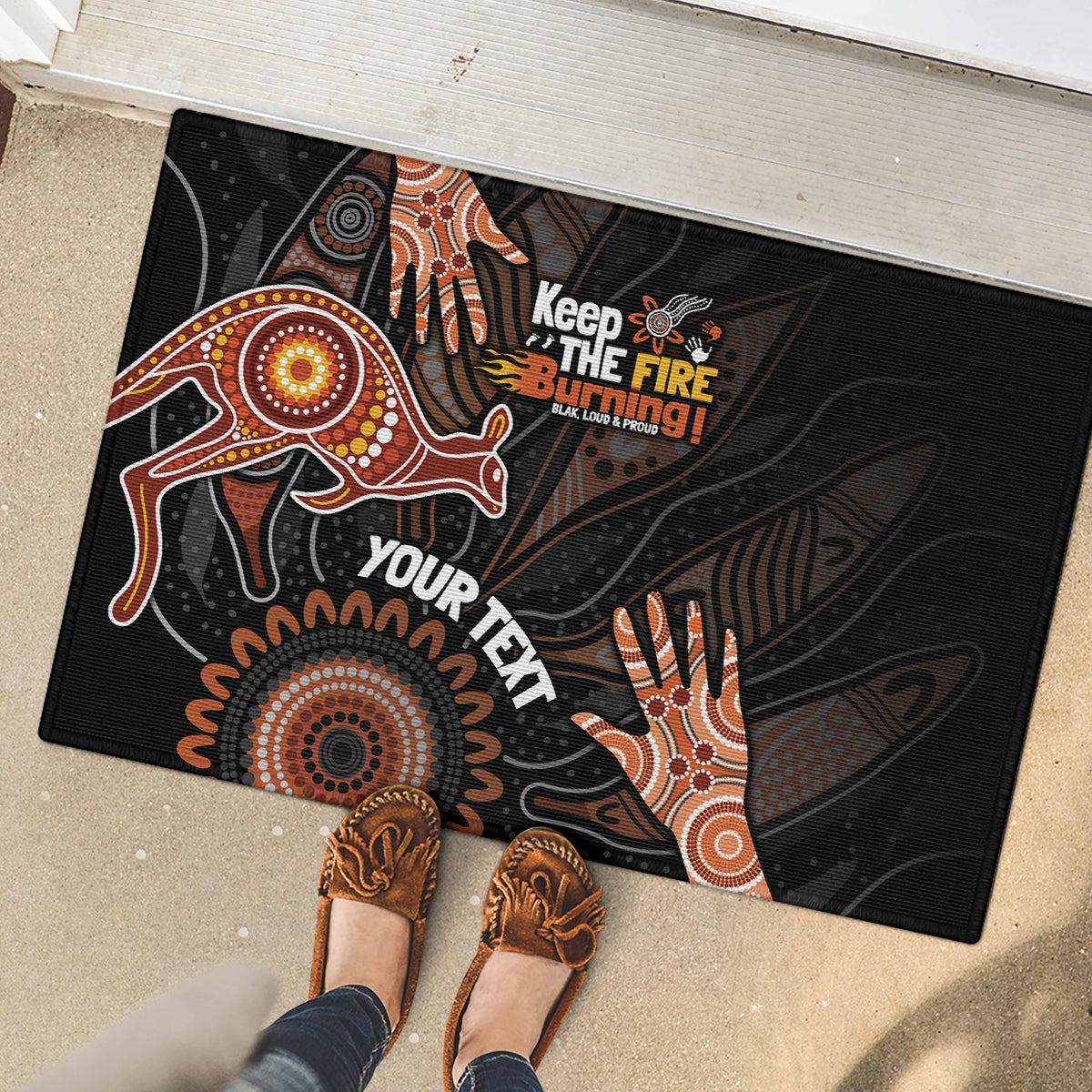 NAIDOC Week 2024 Personalised Rubber Doormat Aboriginal Hand Stencils