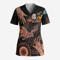 NAIDOC Week 2024 Personalised Scrub Top Aboriginal Hand Stencils - Aussie Hoodie