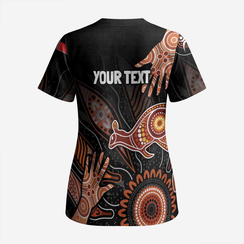 NAIDOC Week 2024 Personalised Scrub Top Aboriginal Hand Stencils - Aussie Hoodie