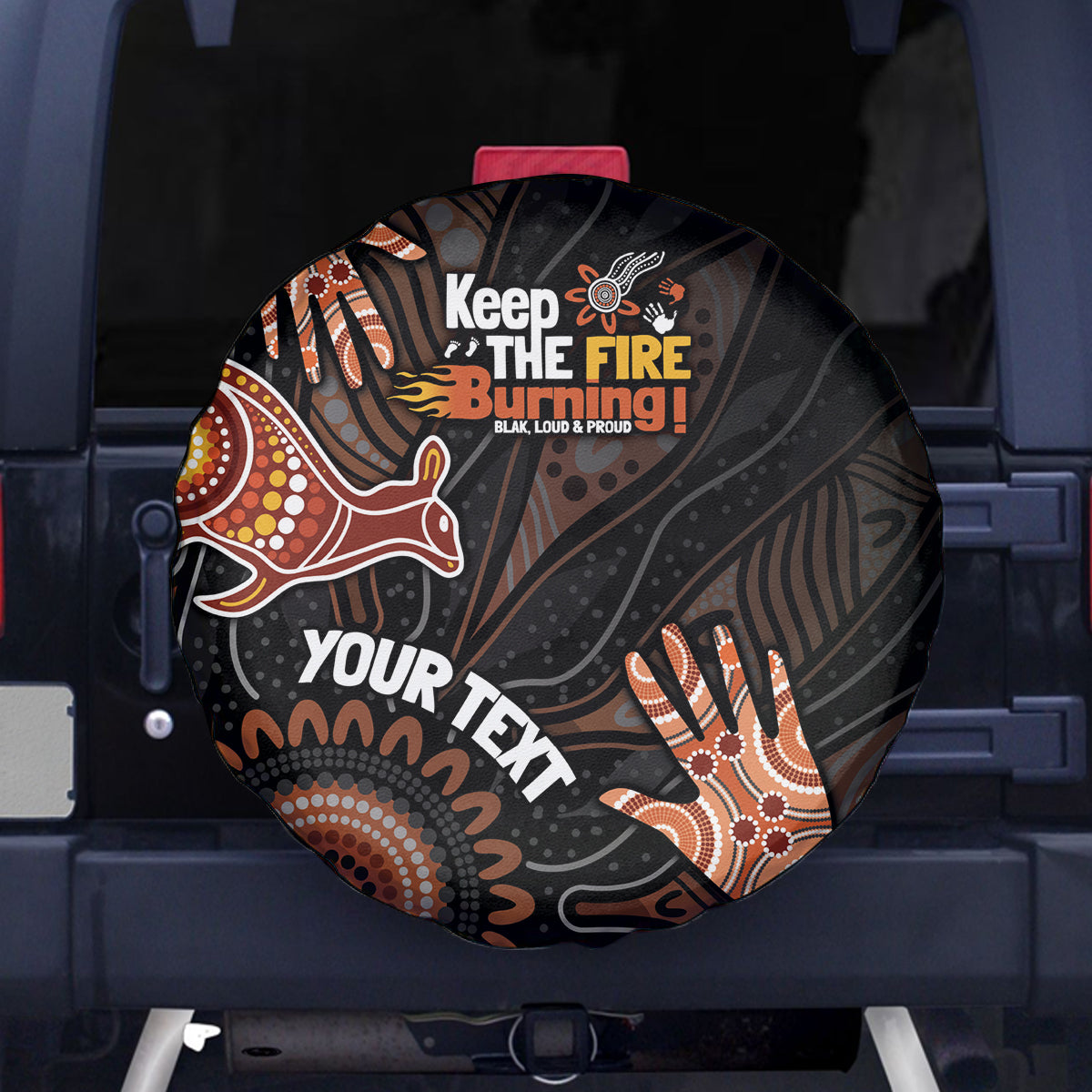 NAIDOC Week 2024 Personalised Spare Tire Cover Aboriginal Hand Stencils
