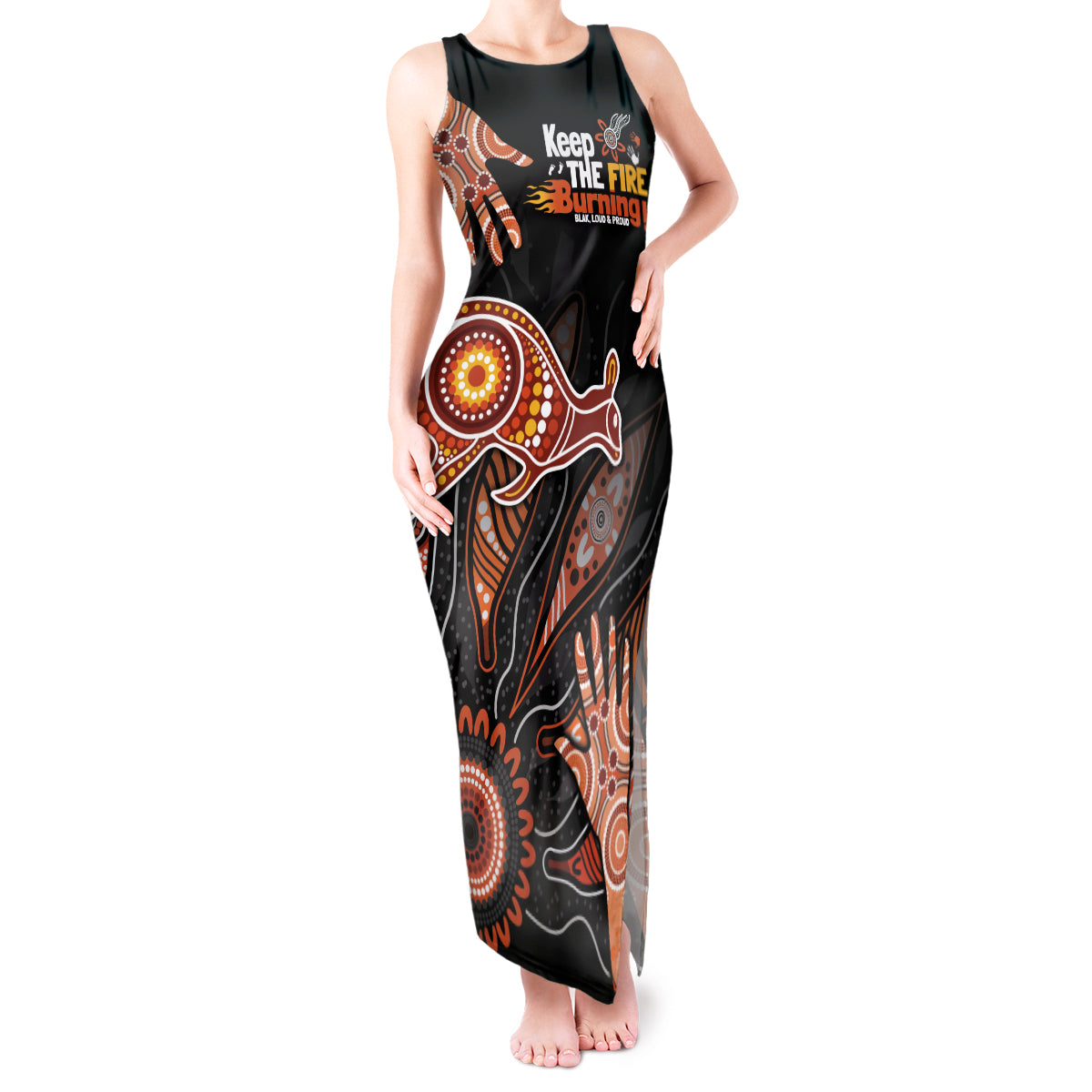 NAIDOC Week 2024 Personalised Tank Maxi Dress Aboriginal Hand Stencils
