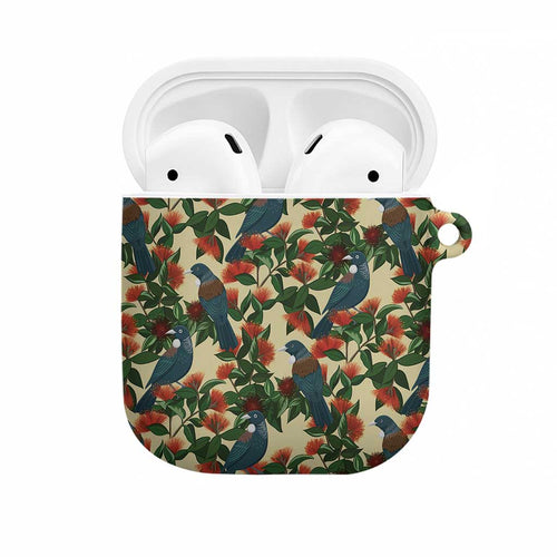 New Zealand Christmas AirPods Case Romantic Tui Birds on Pohutukawa - Ivory - Aussie Hoodie