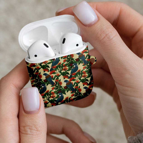New Zealand Christmas AirPods Case Romantic Tui Birds on Pohutukawa - Ivory - Aussie Hoodie
