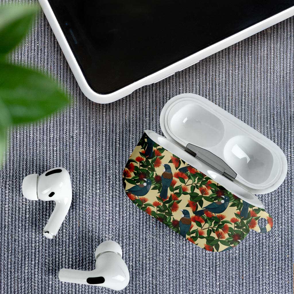 New Zealand Christmas AirPods Case Romantic Tui Birds on Pohutukawa - Ivory - Aussie Hoodie