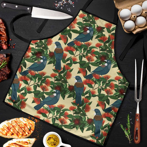 New Zealand Christmas Apron Romantic Tui Birds on Pohutukawa - Ivory - Aussie Hoodie
