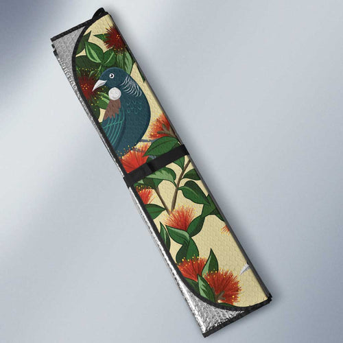 New Zealand Christmas Auto Sun Shade Romantic Tui Birds on Pohutukawa - Ivory - Aussie Hoodie