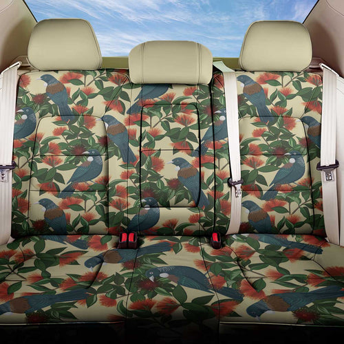 New Zealand Christmas Back Car Seat Cover Romantic Tui Birds on Pohutukawa - Ivory - Aussie Hoodie