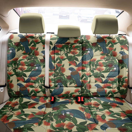 New Zealand Christmas Back Car Seat Cover Romantic Tui Birds on Pohutukawa - Ivory - Aussie Hoodie