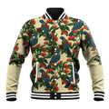 New Zealand Christmas Baseball Jacket Romantic Tui Birds on Pohutukawa - Ivory - Aussie Hoodie