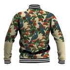 New Zealand Christmas Baseball Jacket Romantic Tui Birds on Pohutukawa - Ivory - Aussie Hoodie