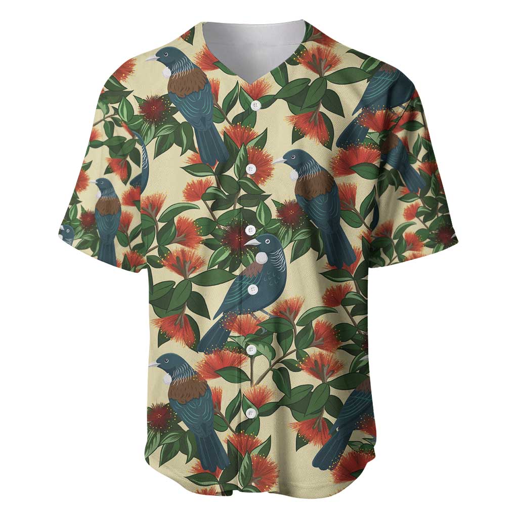 New Zealand Christmas Baseball Jersey Romantic Tui Birds on Pohutukawa - Ivory - Aussie Hoodie