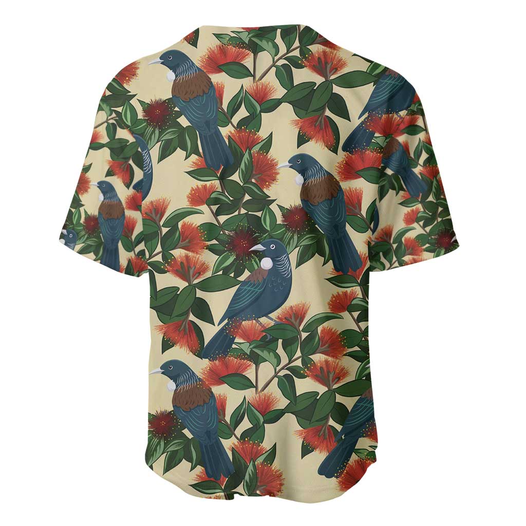 New Zealand Christmas Baseball Jersey Romantic Tui Birds on Pohutukawa - Ivory - Aussie Hoodie