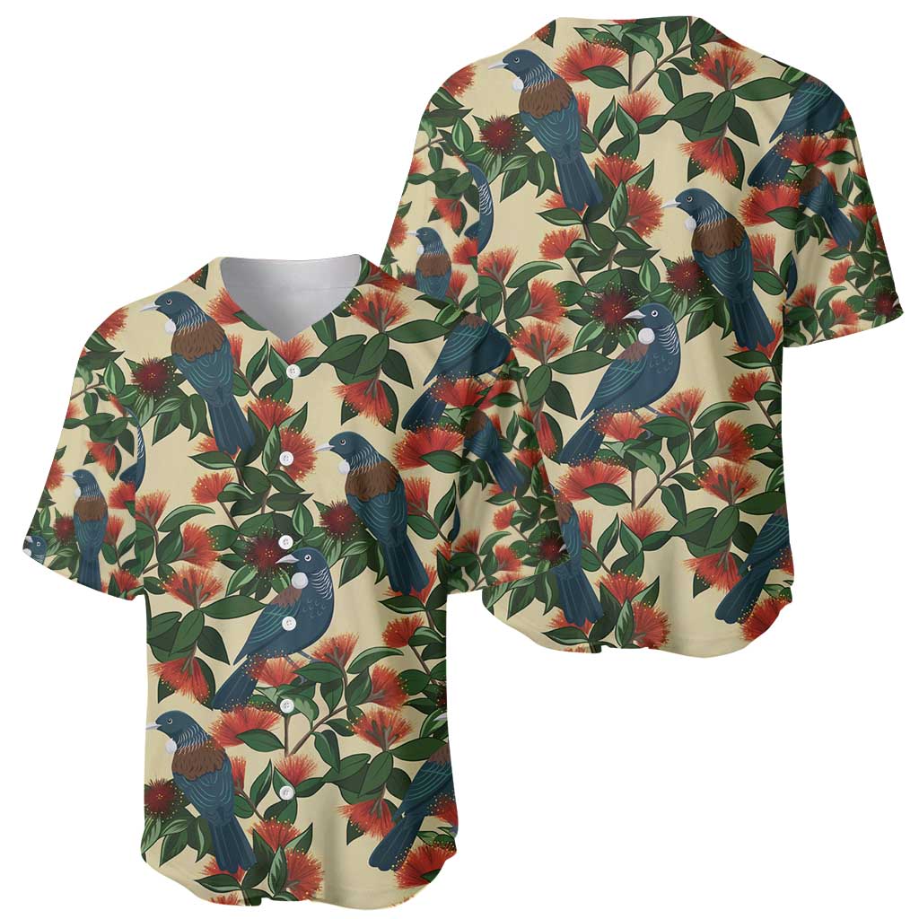 New Zealand Christmas Baseball Jersey Romantic Tui Birds on Pohutukawa - Ivory - Aussie Hoodie