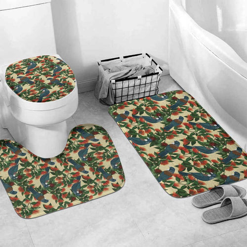 New Zealand Christmas Bathroom Set Romantic Tui Birds on Pohutukawa - Ivory - Aussie Hoodie