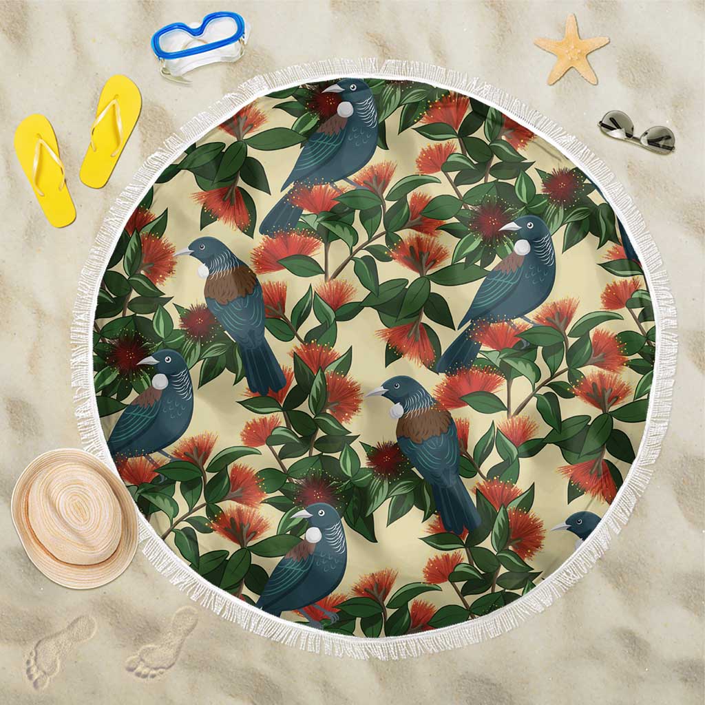 New Zealand Christmas Beach Blanket Romantic Tui Birds on Pohutukawa - Ivory - Aussie Hoodie