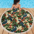New Zealand Christmas Beach Blanket Romantic Tui Birds on Pohutukawa - Ivory - Aussie Hoodie