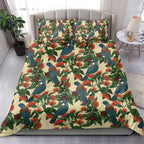 New Zealand Christmas Bedding Set Romantic Tui Birds on Pohutukawa - Ivory - Aussie Hoodie