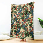 New Zealand Christmas Blanket Romantic Tui Birds on Pohutukawa - Ivory - Aussie Hoodie