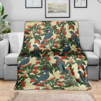 New Zealand Christmas Blanket Romantic Tui Birds on Pohutukawa - Ivory - Aussie Hoodie