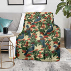 New Zealand Christmas Blanket Romantic Tui Birds on Pohutukawa - Ivory - Aussie Hoodie