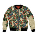 New Zealand Christmas Bomber Jacket Romantic Tui Birds on Pohutukawa - Ivory - Aussie Hoodie