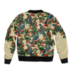 New Zealand Christmas Bomber Jacket Romantic Tui Birds on Pohutukawa - Ivory - Aussie Hoodie