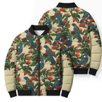 New Zealand Christmas Bomber Puffer Jacket Romantic Tui Birds on Pohutukawa - Ivory - Aussie Hoodie