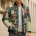 New Zealand Christmas Bomber Puffer Jacket Romantic Tui Birds on Pohutukawa - Ivory - Aussie Hoodie