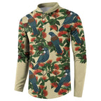 New Zealand Christmas Button Sweatshirt Romantic Tui Birds on Pohutukawa - Ivory - Aussie Hoodie