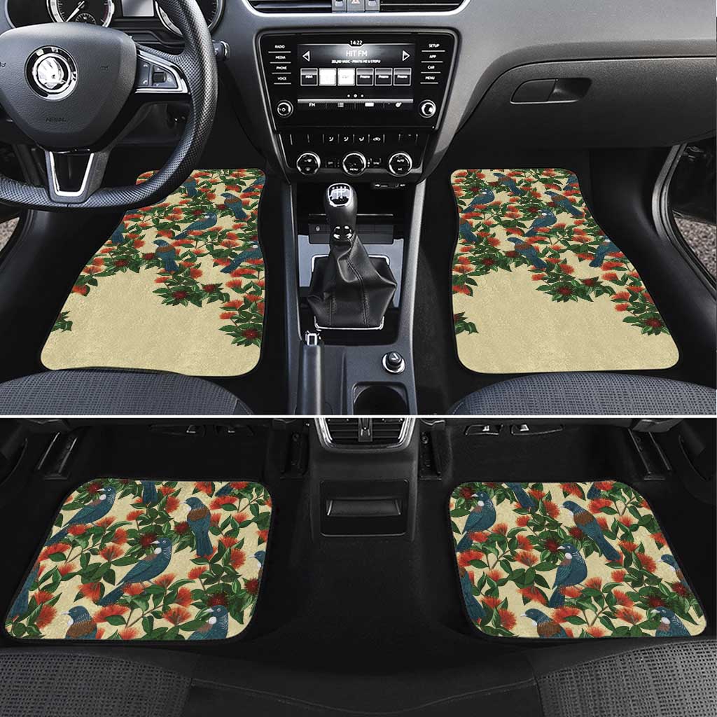 New Zealand Christmas Car Mats Romantic Tui Birds on Pohutukawa - Ivory - Aussie Hoodie