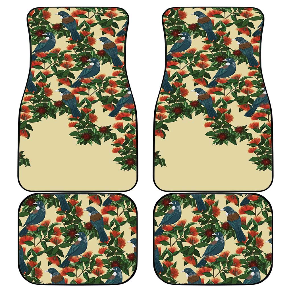 New Zealand Christmas Car Mats Romantic Tui Birds on Pohutukawa - Ivory - Aussie Hoodie