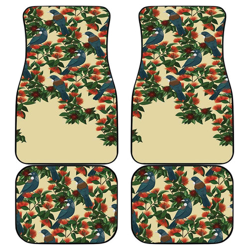 New Zealand Christmas Car Mats Romantic Tui Birds on Pohutukawa - Ivory - Aussie Hoodie