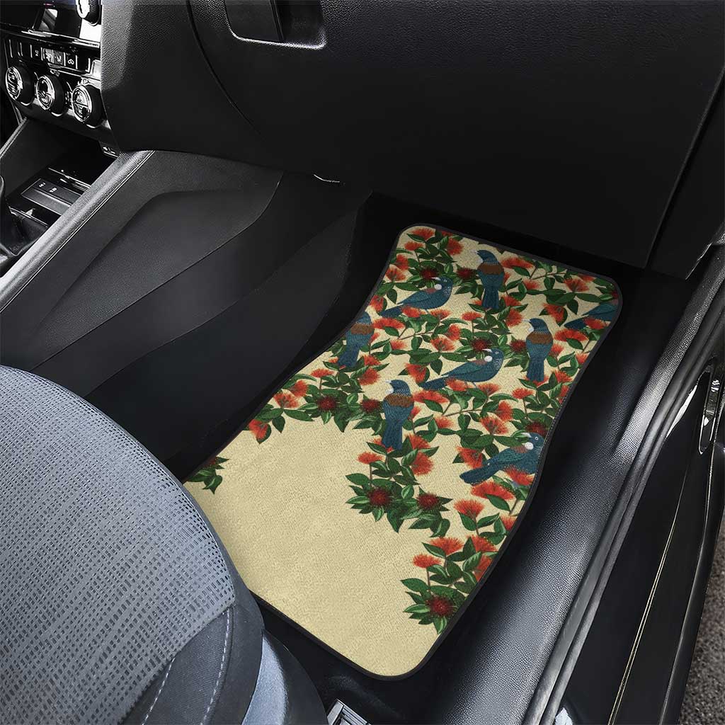 New Zealand Christmas Car Mats Romantic Tui Birds on Pohutukawa - Ivory - Aussie Hoodie
