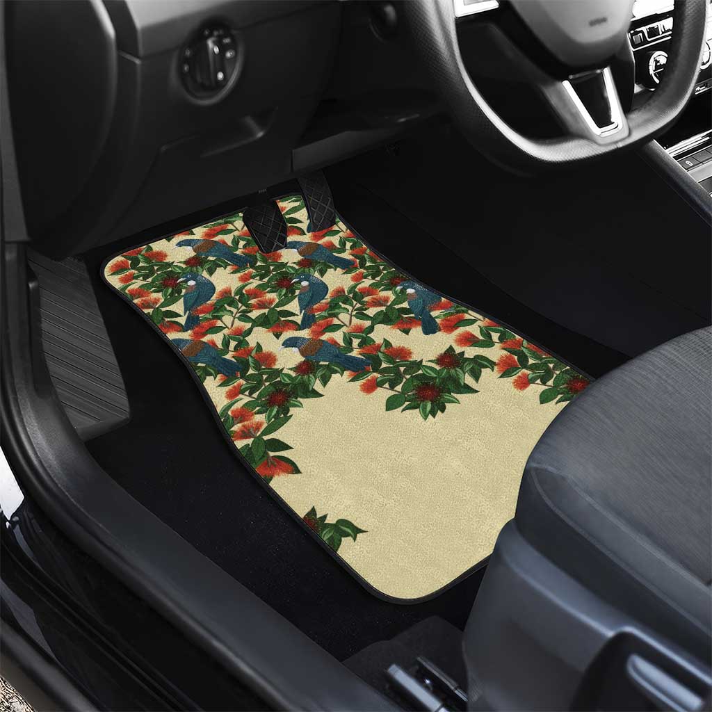 New Zealand Christmas Car Mats Romantic Tui Birds on Pohutukawa - Ivory - Aussie Hoodie