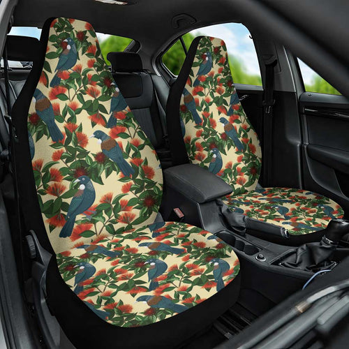 New Zealand Christmas Car Seat Cover Romantic Tui Birds on Pohutukawa - Ivory - Aussie Hoodie