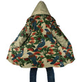 New Zealand Christmas Cloak Romantic Tui Birds on Pohutukawa - Ivory - Aussie Hoodie