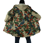 New Zealand Christmas Cloak Romantic Tui Birds on Pohutukawa - Ivory - Aussie Hoodie