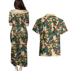 New Zealand Christmas Couples Matching Puletasi and Hawaiian Shirt Romantic Tui Birds on Pohutukawa - Ivory - Aussie Hoodie