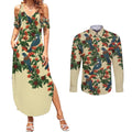 New Zealand Christmas Couples Matching Summer Maxi Dress and Long Sleeve Button Shirt Romantic Tui Birds on Pohutukawa - Ivory - Aussie Hoodie
