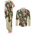 New Zealand Christmas Couples Matching Tank Maxi Dress and Long Sleeve Button Shirt Romantic Tui Birds on Pohutukawa - Ivory - Aussie Hoodie