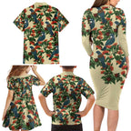 New Zealand Christmas Family Matching Long Sleeve Bodycon Dress and Hawaiian Shirt Romantic Tui Birds on Pohutukawa - Ivory - Aussie Hoodie