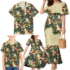 New Zealand Christmas Family Matching Mermaid Dress and Hawaiian Shirt Romantic Tui Birds on Pohutukawa - Ivory - Aussie Hoodie