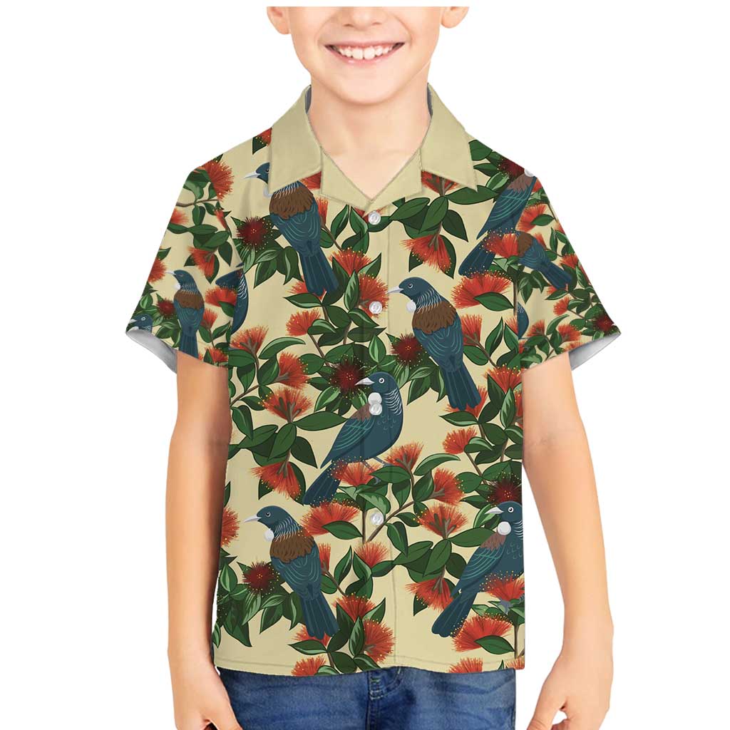 New Zealand Christmas Family Matching Mermaid Dress and Hawaiian Shirt Romantic Tui Birds on Pohutukawa - Ivory - Aussie Hoodie