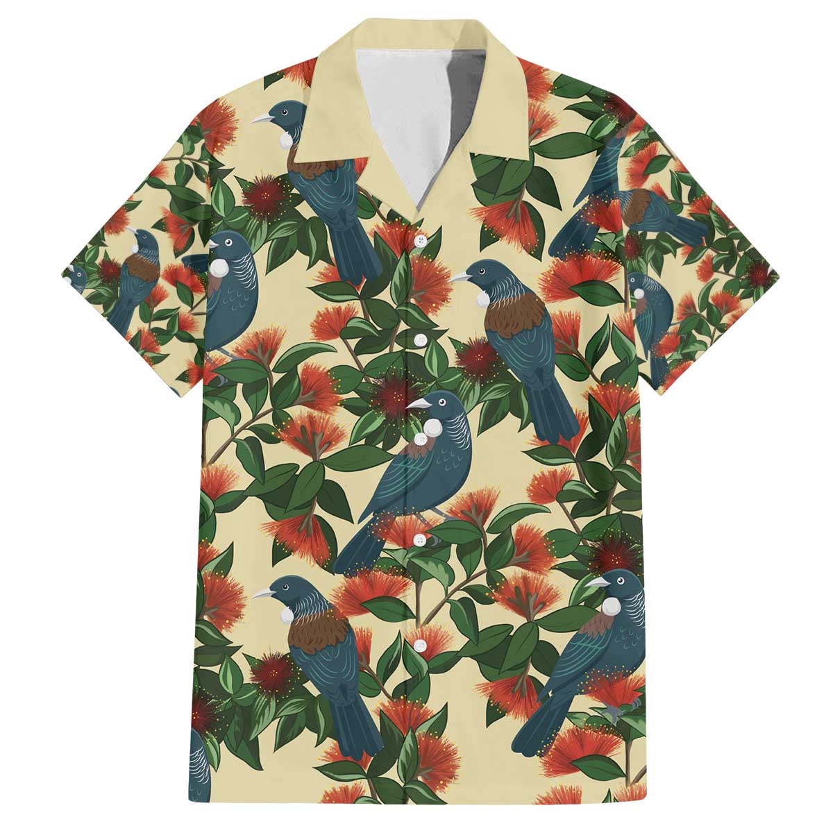 New Zealand Christmas Family Matching Off The Shoulder Long Sleeve Dress and Hawaiian Shirt Romantic Tui Birds on Pohutukawa - Ivory - Aussie Hoodie